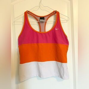 NIKE vintage retro pink and orange striped exercise tank top